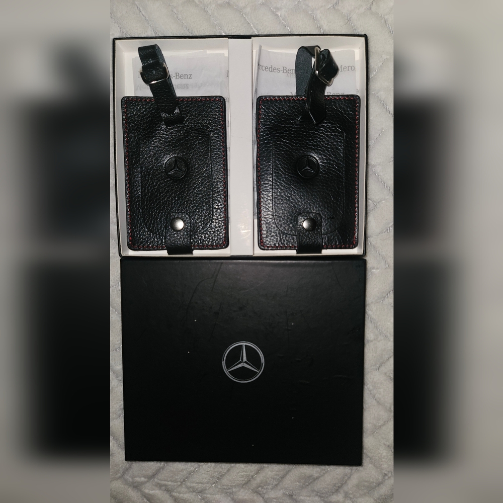 Mercedes-Benz Black Leather Luggage Tags